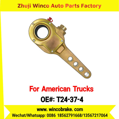 Winco OEM T24-37-4 Manual Brake Slack Adjuster MERITOR AXLE Truck Trailer Straight 4 Holes 37 Spline Brake Systems Accessory American Trucks Type To Replace Haldex
